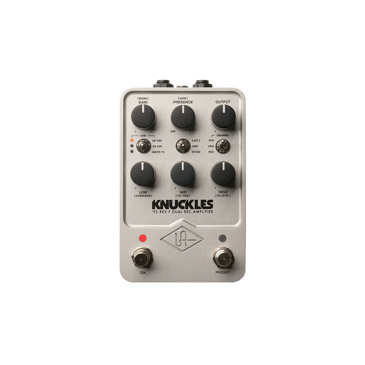 Top down of Universal Audio Knuckles '92 Rev F Dual Rec Amplifier.