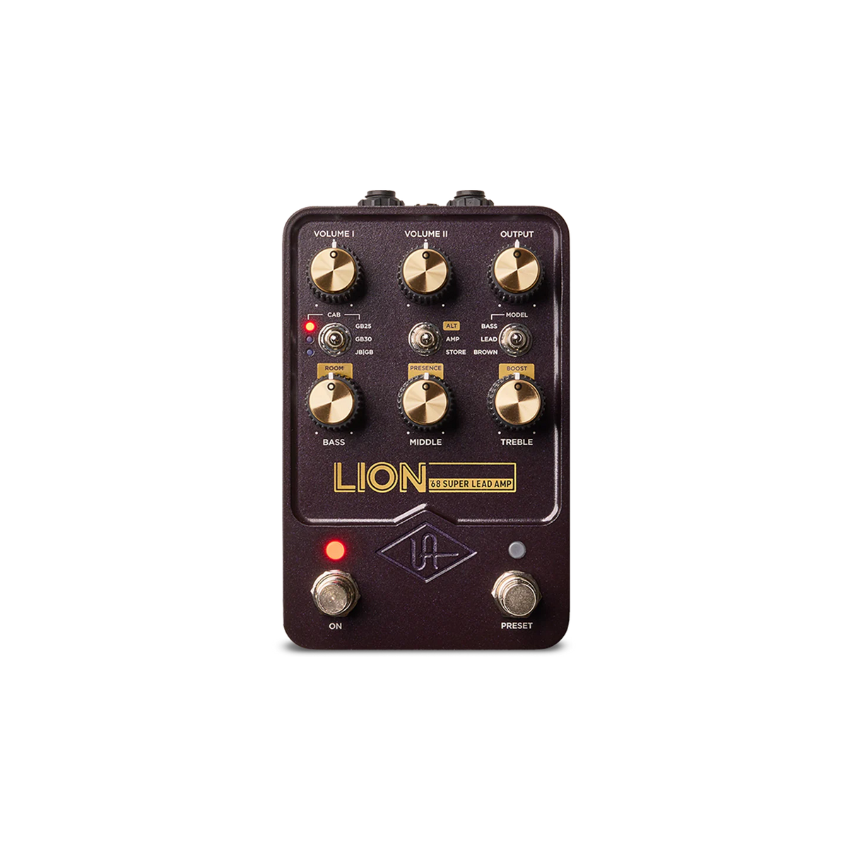 Top down of Universal Audio Lion '68 Super Lead Amp.