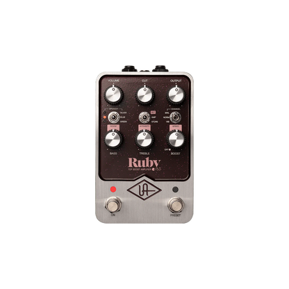 Top down of Universal Audio Ruby '63 Top Boost Amplifier.