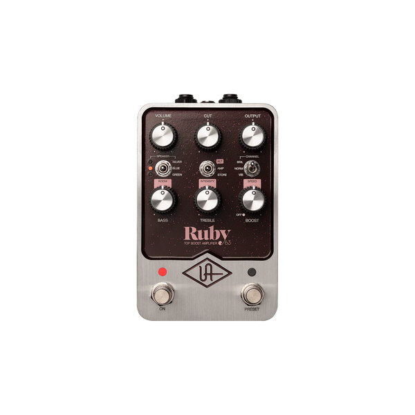 Top down of Universal Audio Ruby '63 Top Boost Amplifier.