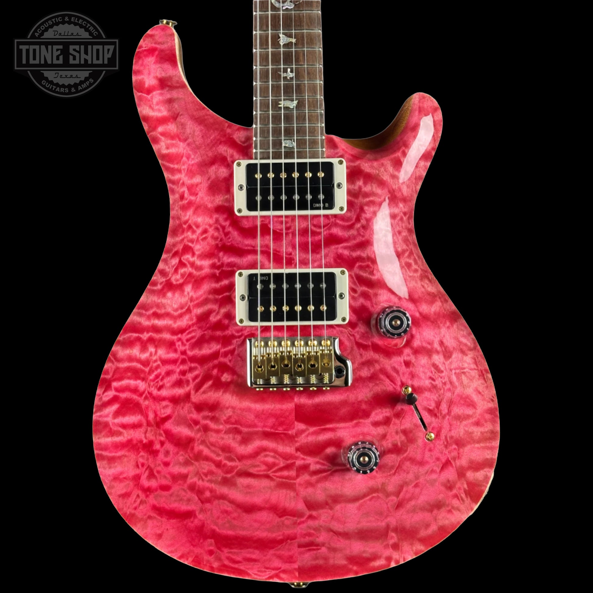 Front of PRS Wood Library Custom 24 Quilt 10 Top Bonni Pink.