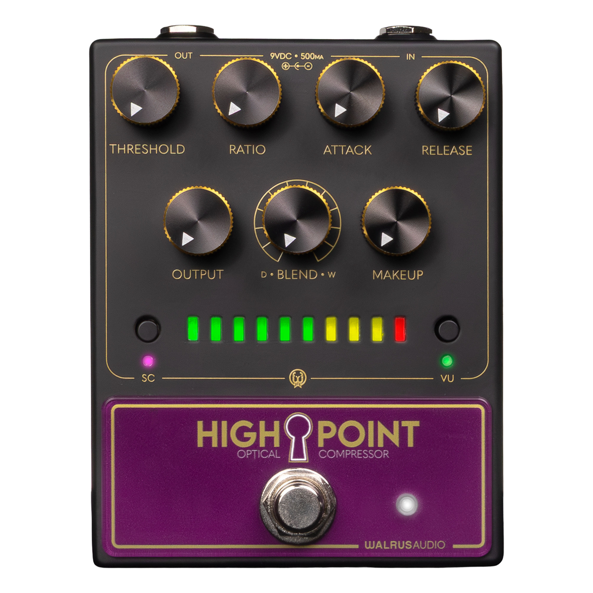 Front of Walrus Audio Highpoint Optical Compressor.