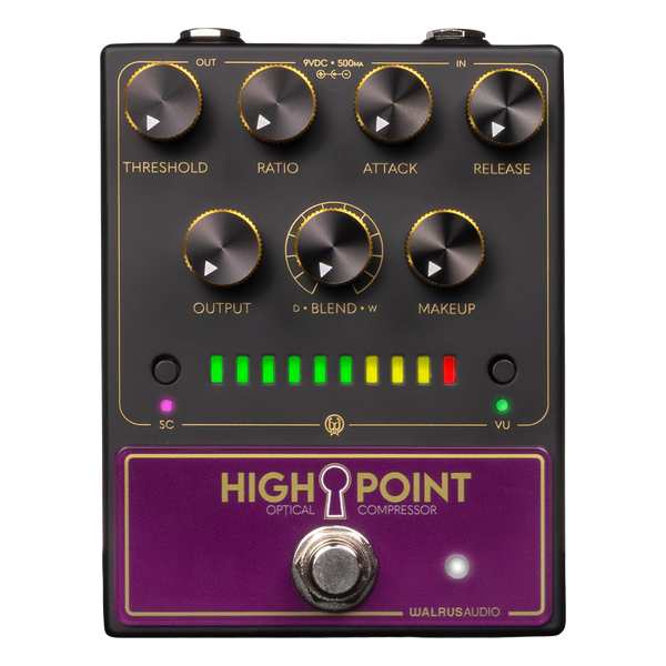 Front of Walrus Audio Highpoint Optical Compressor.