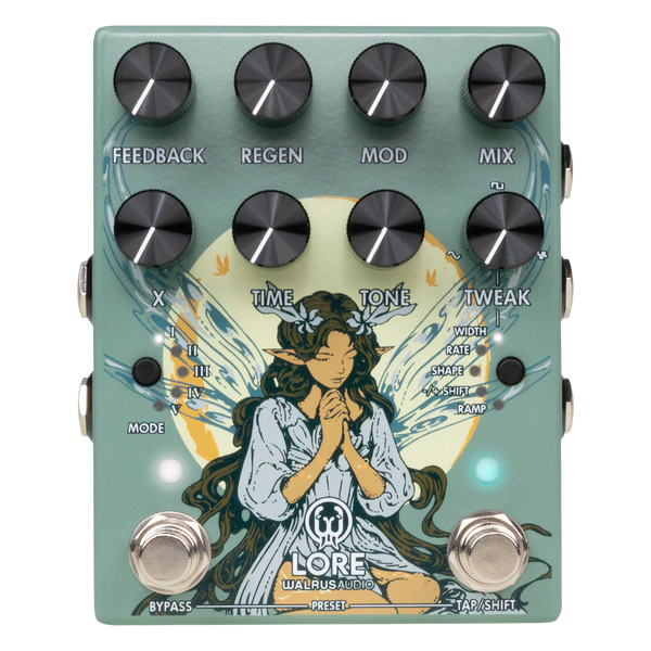 Front of Walrus Audio Lore Reverse Soundscape Generator MKII Green.