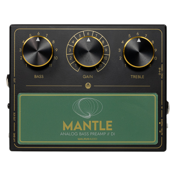 Top down of Walrus Audio Mantle Bass Pre-Amp/DI Black.