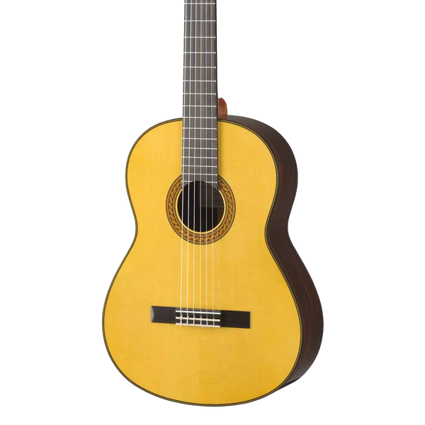 Front of Yamaha CG192S Classical Guitar with Solid Spruce Top Natural.