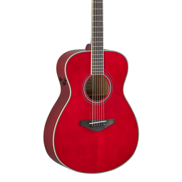 Front of Yamaha FS-TA TransAcoustic Concert Ruby Red.