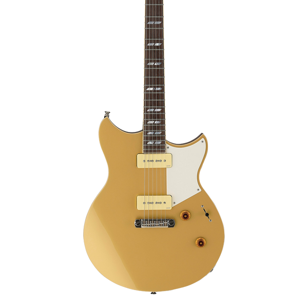 Front of Yamaha Revstar RS02CB Chris Buck Signature P90 Pickups Honey Gold.
