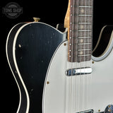 Angle of Fender Custom Shop 60's Telecaster Custom Journeyman Relic Black.