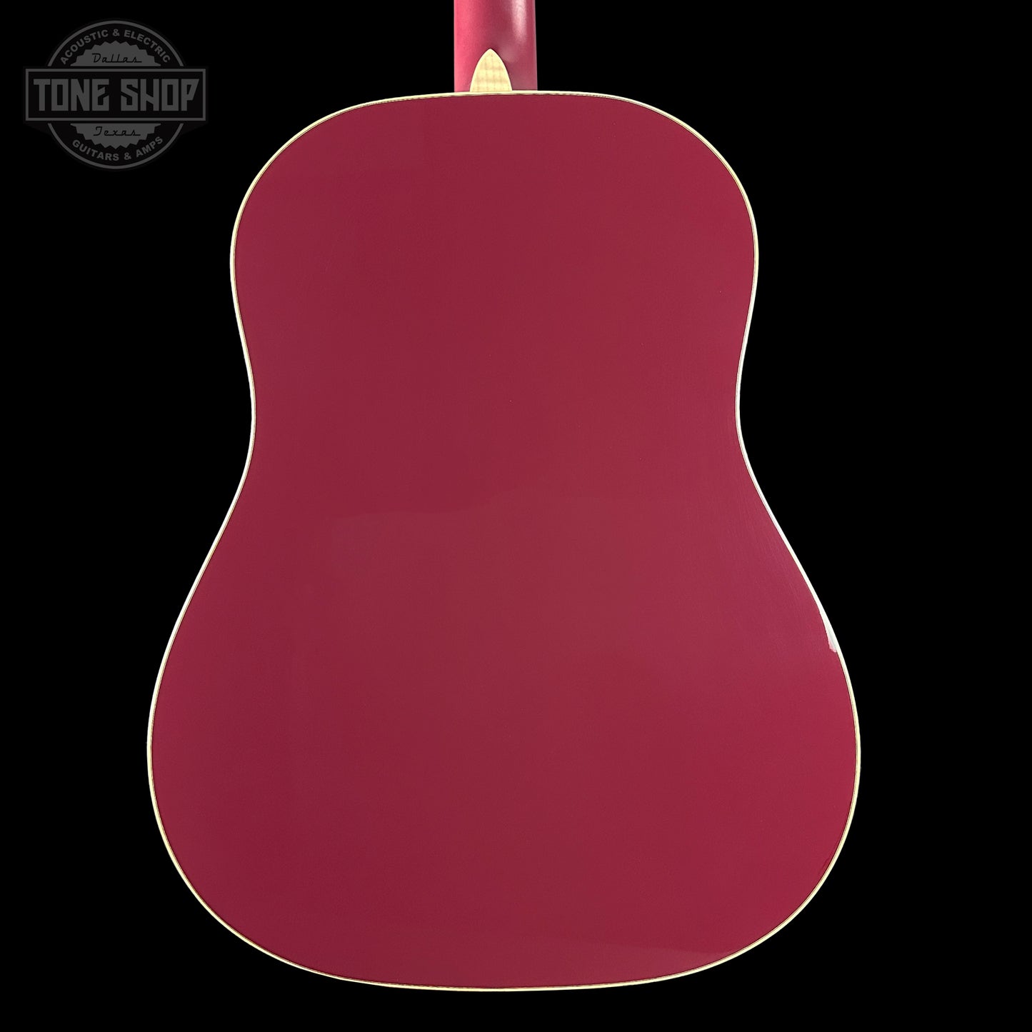 Back of Martin Custom Shop Slope Shoulder Dread Spruce/Mahogany Burgundy.