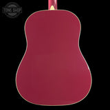 Back of Martin Custom Shop Slope Shoulder Dread Spruce/Mahogany Burgundy.