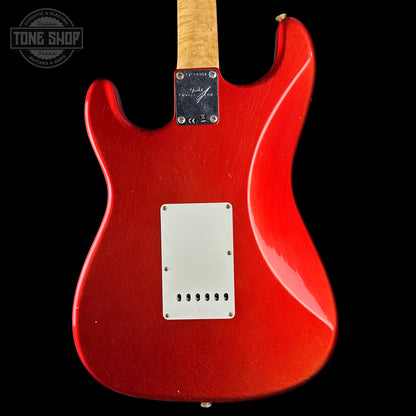 Back of Fender Custom Shop 1963 Stratocaster Journeyman Relic AAA Maple Neck Melon Candy.