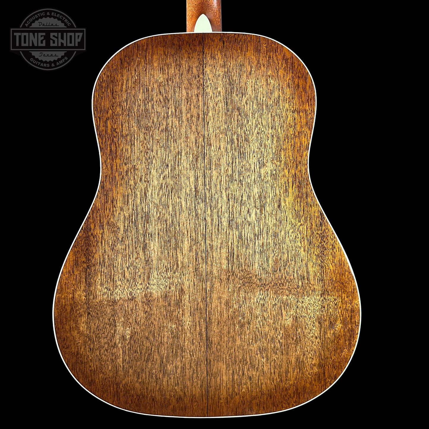Back of Martin Custom Shop Slope Shoulder Dread VTS Spruce/Mahogany Toasted Burst.