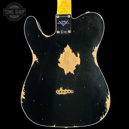 Back of Fender Custom Shop Time Machine '60 Tele Custom Heavy Relic Aged Black.