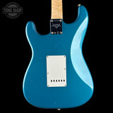 Back of Fender Custom Shop 1963 Stratocaster Journeyman Relic Ocean Turquoise AAA Maple Neck.