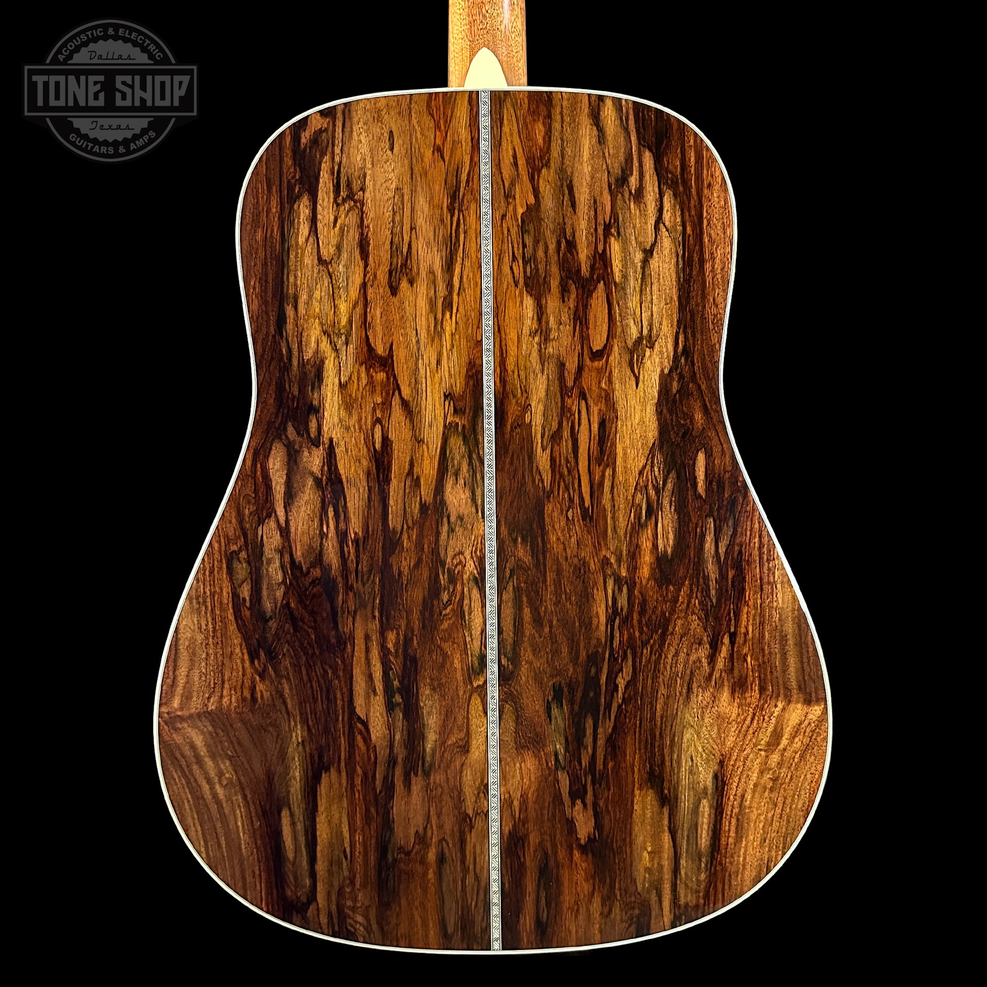Back of Martin Custom Shop Dread 14-Fret Wild Grain East Indian Rosewood.