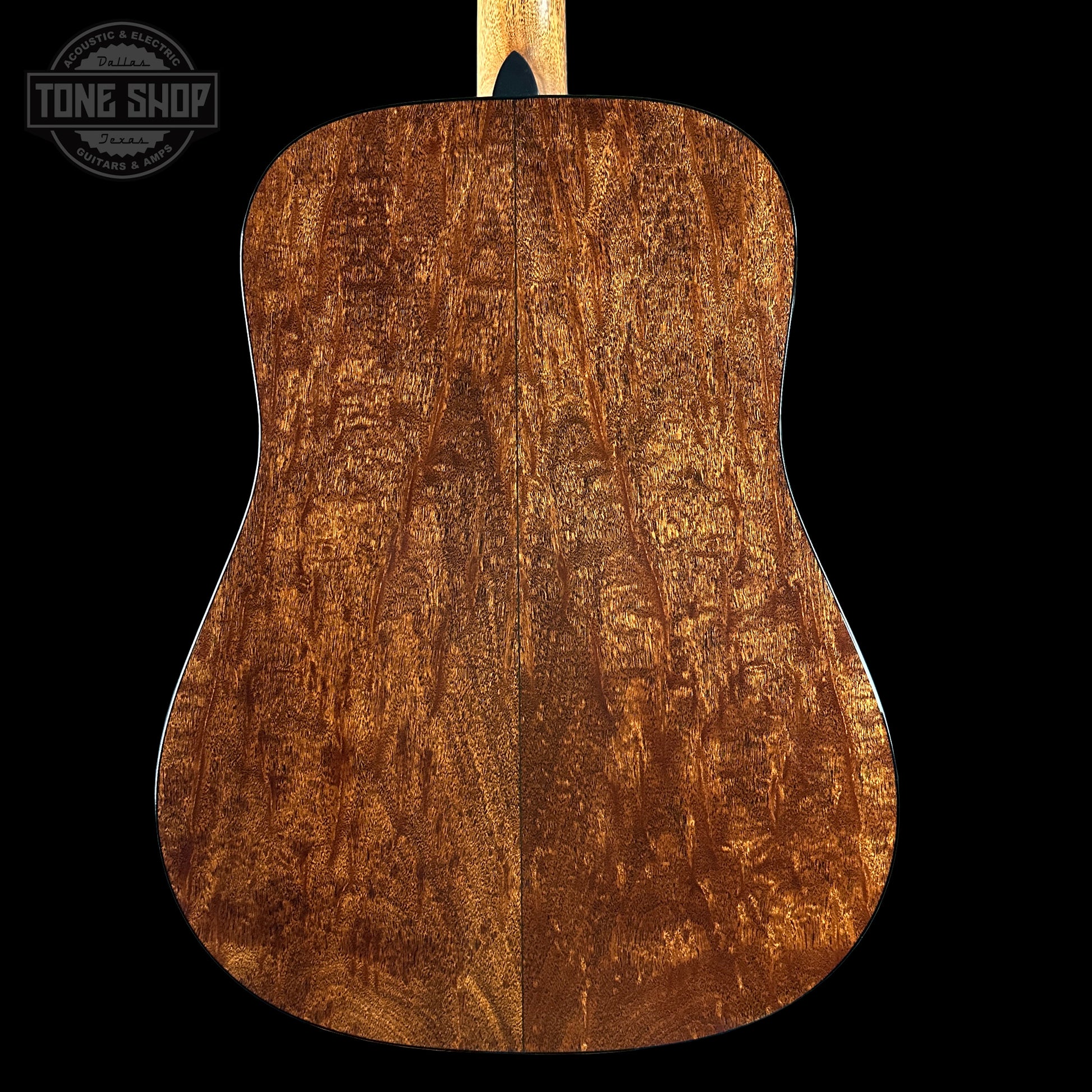 Back of Martin Custom Shop Dread 14-Fret Jaguar Claw Mahogany Black Top.