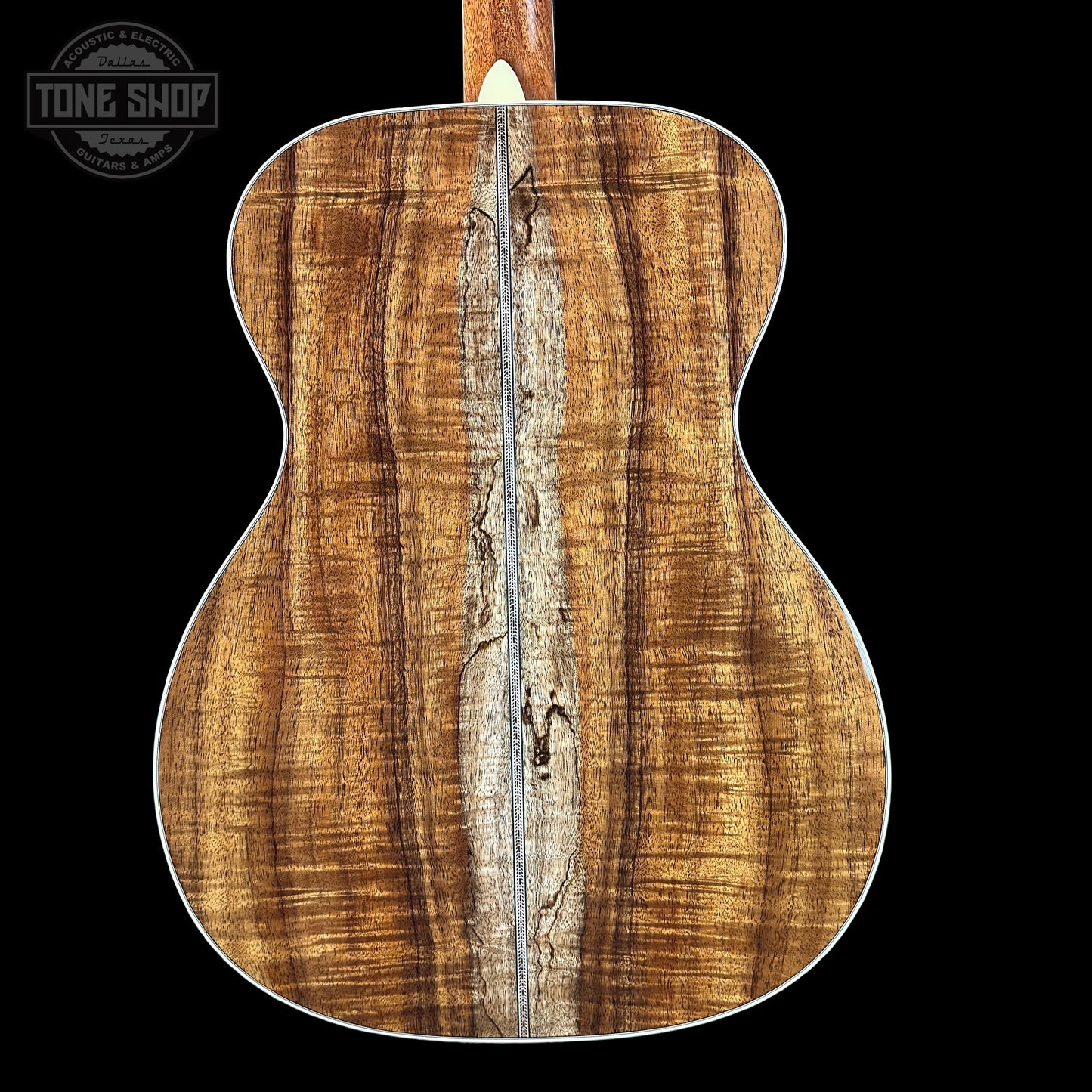 Back of Martin Custom Shop OM 41 Style Adirondack / Exceptional Broad Figure Koa.