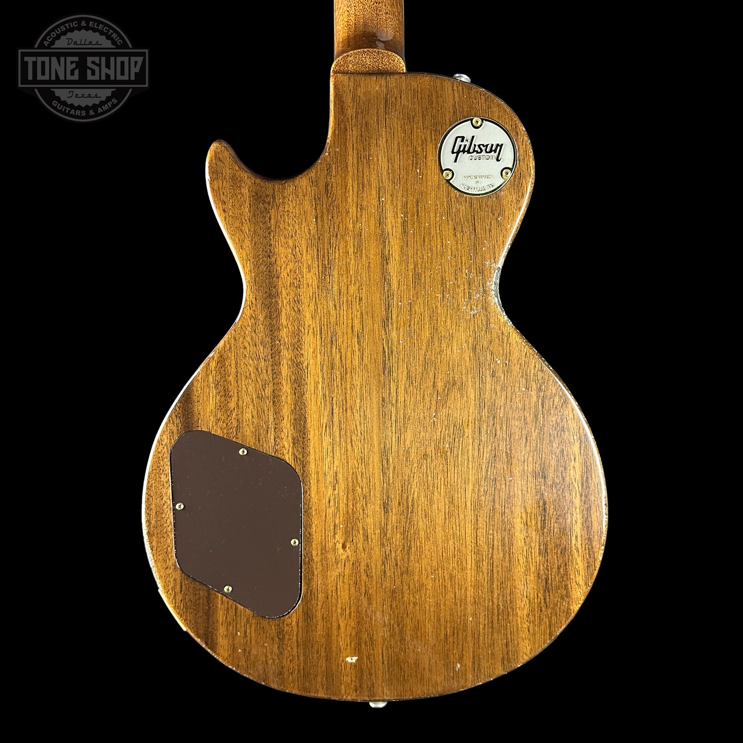 Back of Custom Shop Dealer Select 1956 Les Paul Standard Bigsby Ebony Top Light Aged NH.