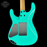 Back of Charvel Custom Shop DK24 HH FR Reverse Headstock Sea Foam Green.