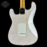 Back of Fender Custom Shop 1957 Stratocaster Relic White Blonde AAA Maple Neck.