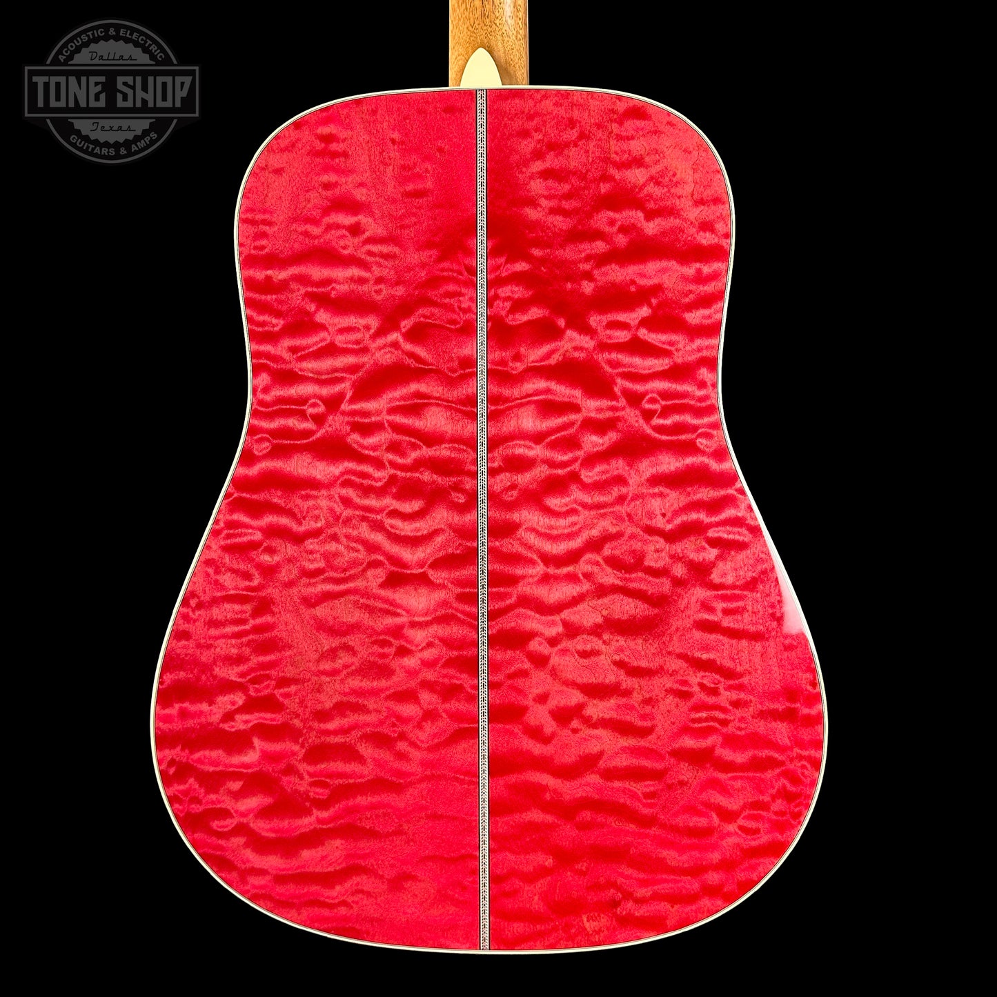 Back of Martin Custom Shop Dread 14-Fret Quilted Maple.