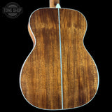 Back angle of Martin Custom Shop OM 41 Style Adirondack / Sinker Mahogany.