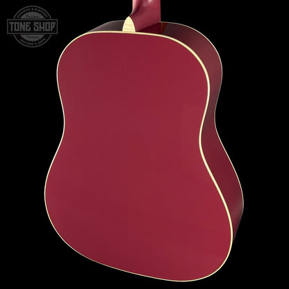 Back angle of Martin Custom Shop Slope Shoulder Dread Spruce/Mahogany Burgundy.