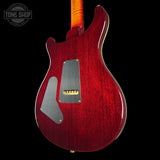 Back angle of PRS Wood Library Custom 24 Quilt 10 Top Dark Cherry Sunburst.
