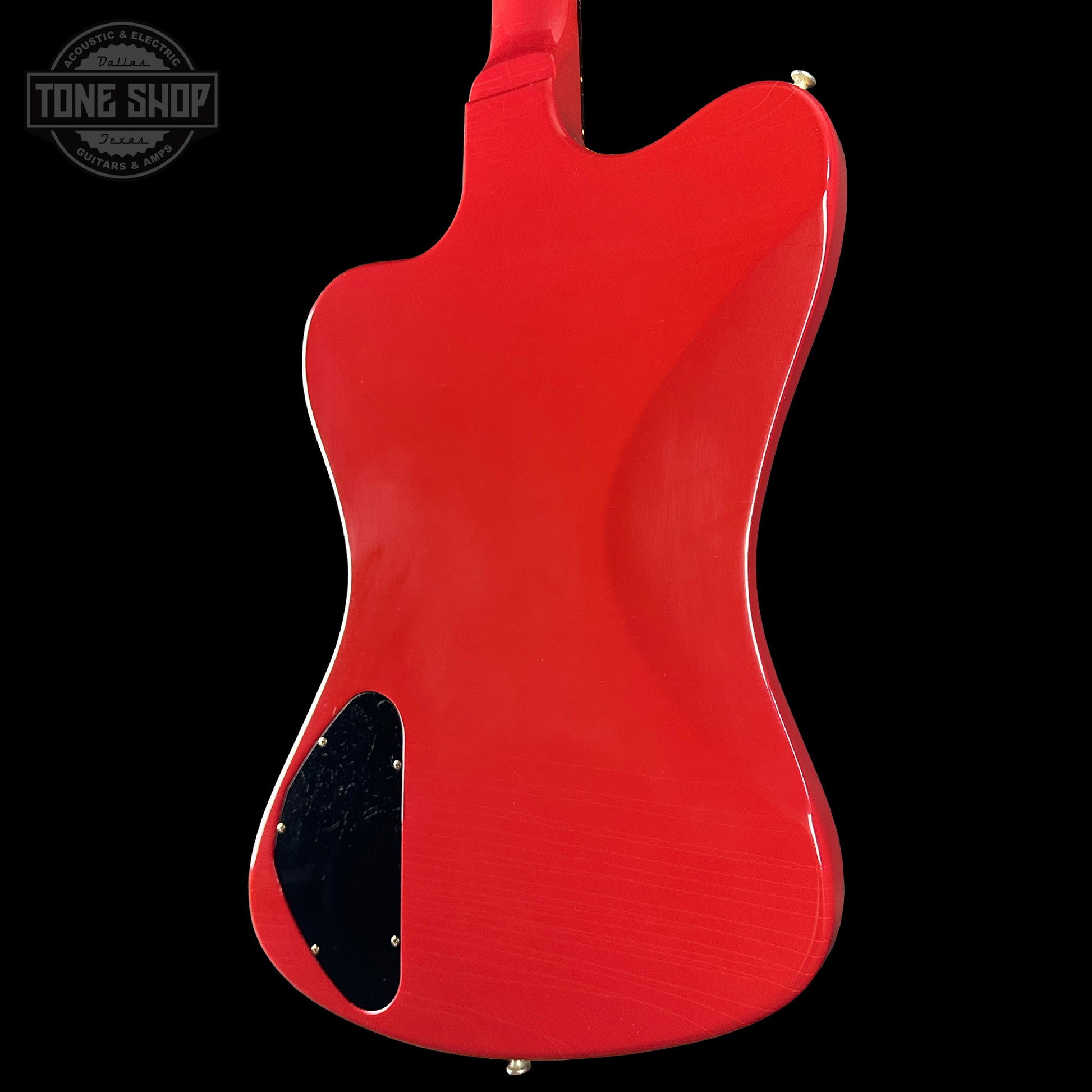 Back angle of Gibson Custom Dealer Select 1965 Non Reverse Firebird Ember Red Ultra Light Aged.