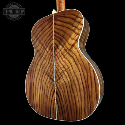 Back angle of Martin Custom Shop OM 14-Fret Wild Grain East Indian Rosewood.