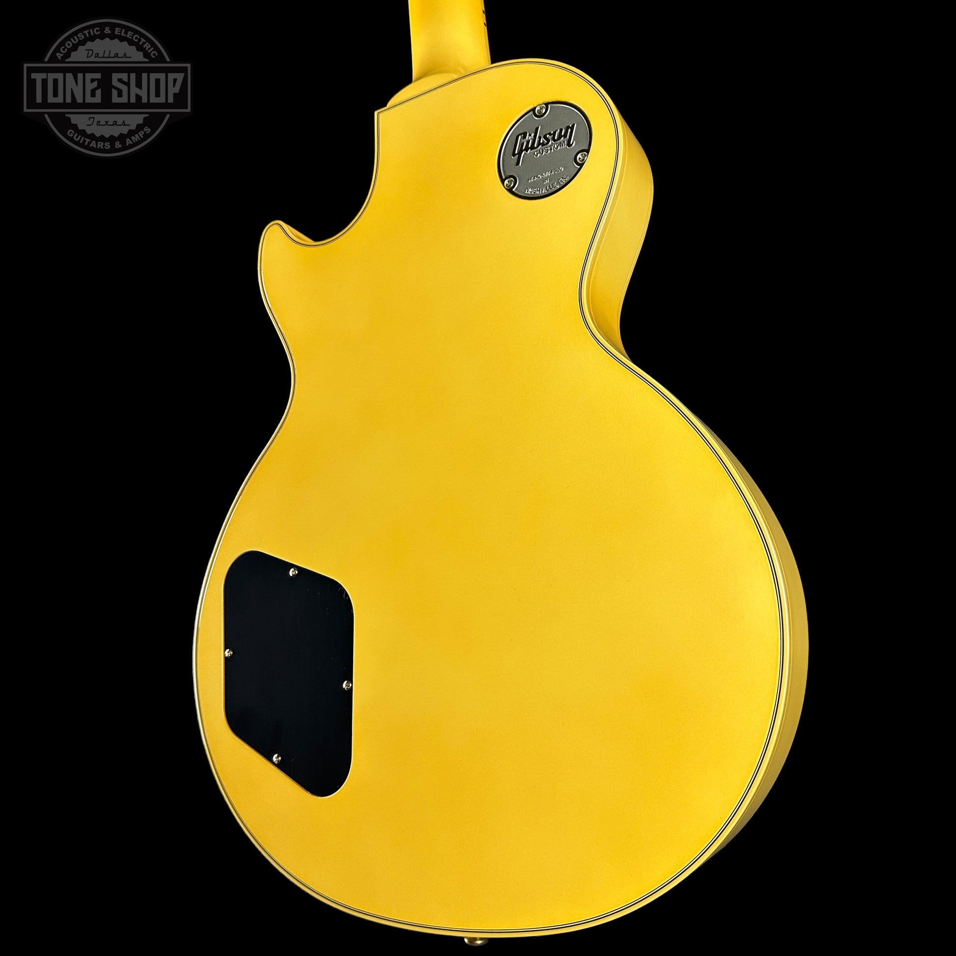 Back angle of Gibson Custom Les Paul Custom Chambered Heavy Antique White VOS.