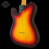 Guitar body with sunburst finish on a black background, featuring 'Tone Shop' logo.