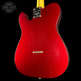 Back angle of Fender Custom Shop 50S Thineline Telecaster Journeyman Relic Aged Candy Apple Red.