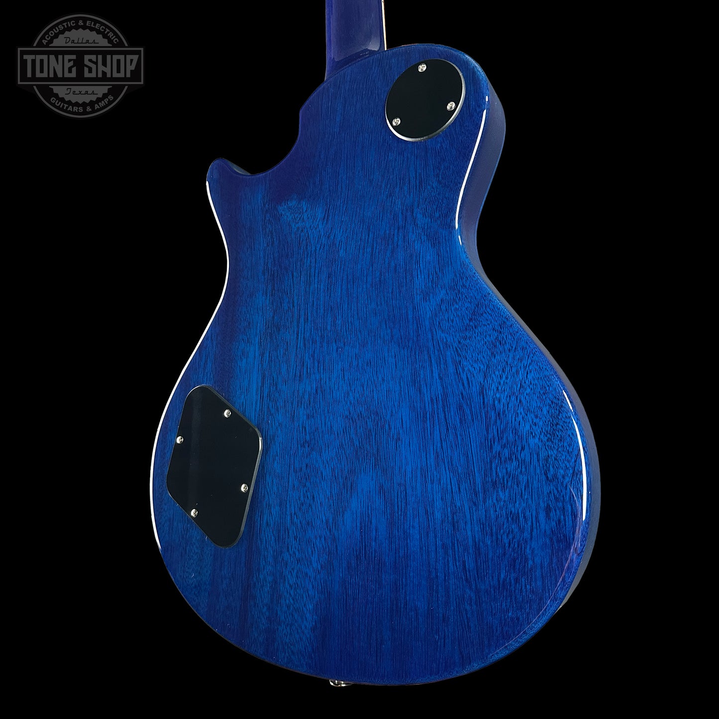 Back angle of PRS S2 Wood Library McCarty 594 Singlecut Quilt Makena Blue.