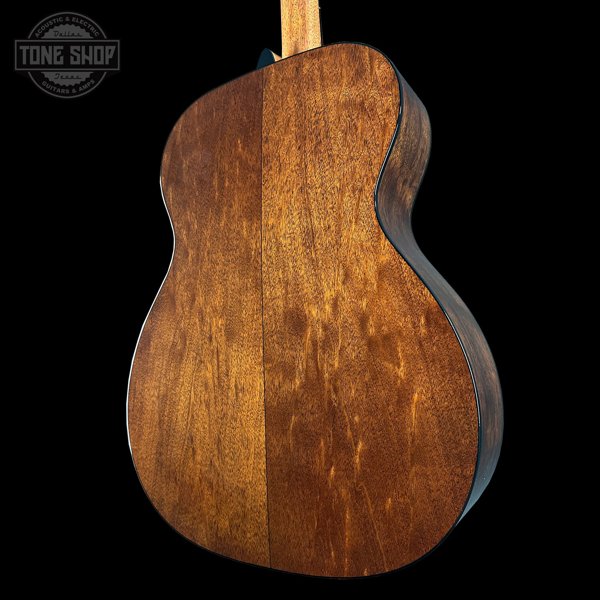 Back angle of Martin Custom Shop 000 14-Fret Jaguar Claw Mahogany Sunburst.