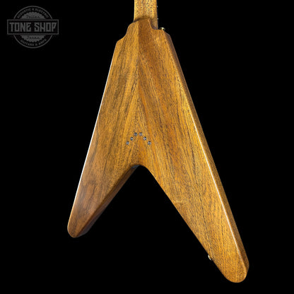 Back angle of Gibson Custom Shop 1958 Mahogany Flying V Reissue Antique Natural.