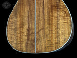 Back angle of Martin Custom Shop 00-12F 41 Style Adirondack/Exceptional Broad Figure Koa.