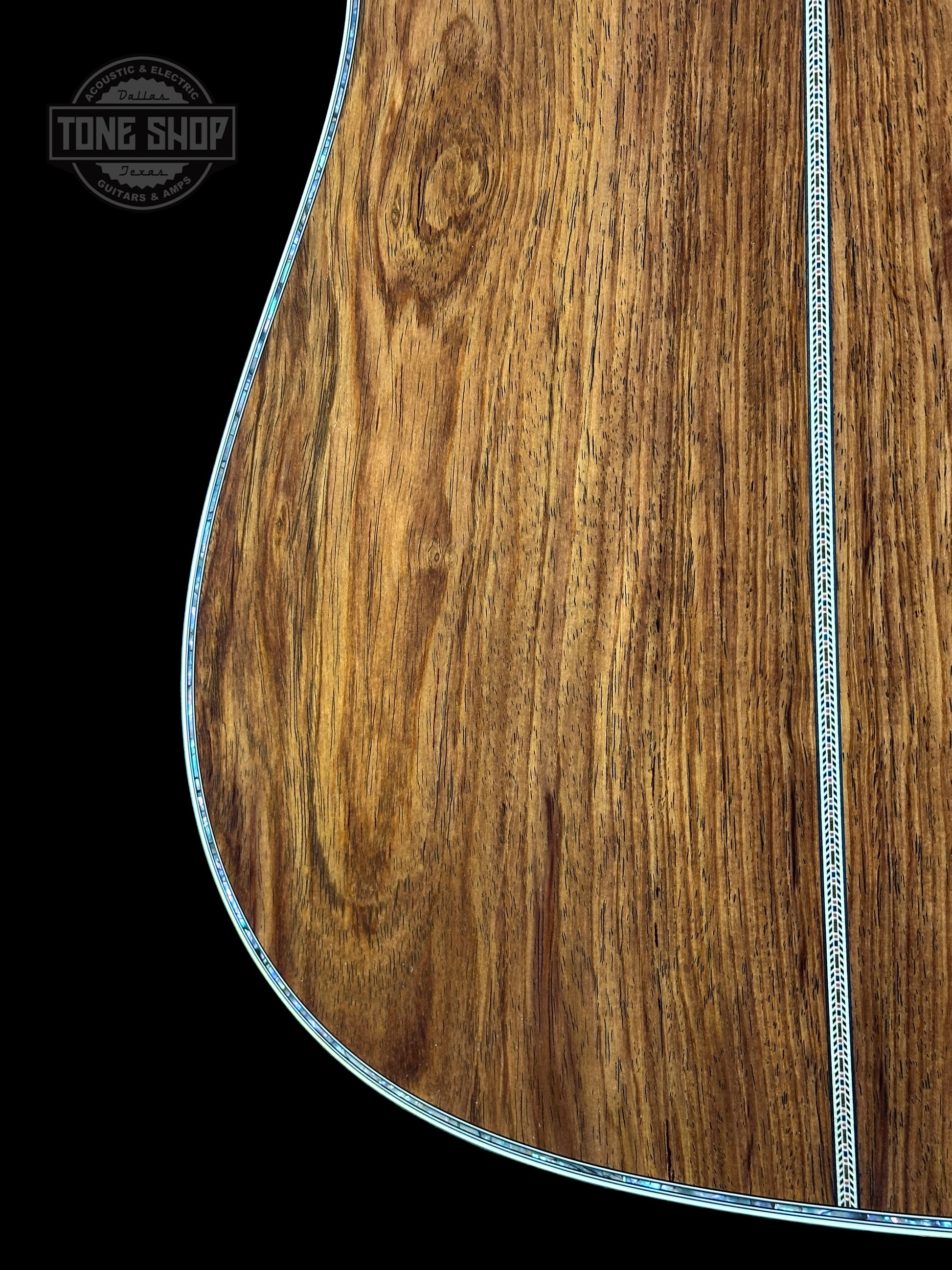 Back detail of Martin Custom Shop Dread 14-Fret Guatemalan Rosewood.