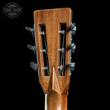 Back of headstock of Martin Custom Shop 00-12F 28 Style Italian Alpine Spruce/ Wild Grain East Indian Rosewood.