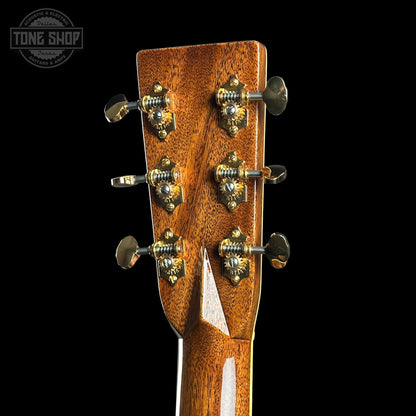 Back of headstock of Martin Custom Shop Dread 14-Fret Guatemalan Rosewood.