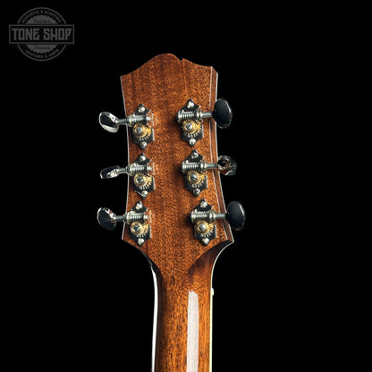Back of headstock of Collings CJ Adirondack Sunburst Tigerstripe Pickguard.