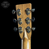 Back of headstock of Martin Custom Shop 000 14-Fret Quilted Maple.