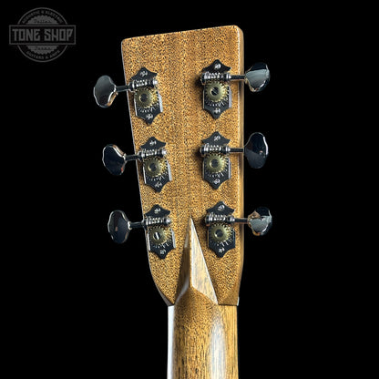 Back of headstock of Martin Custom Shop 000 14-Fret Quilted Maple.