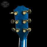 Back of headstock of Taylor 2025 Namm Custom #41 Grand Pacific Aquamarine Koi Motif.