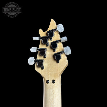 Back of headstock of EVH Custom Shop USA Wolfgang 2H Trans Amber.