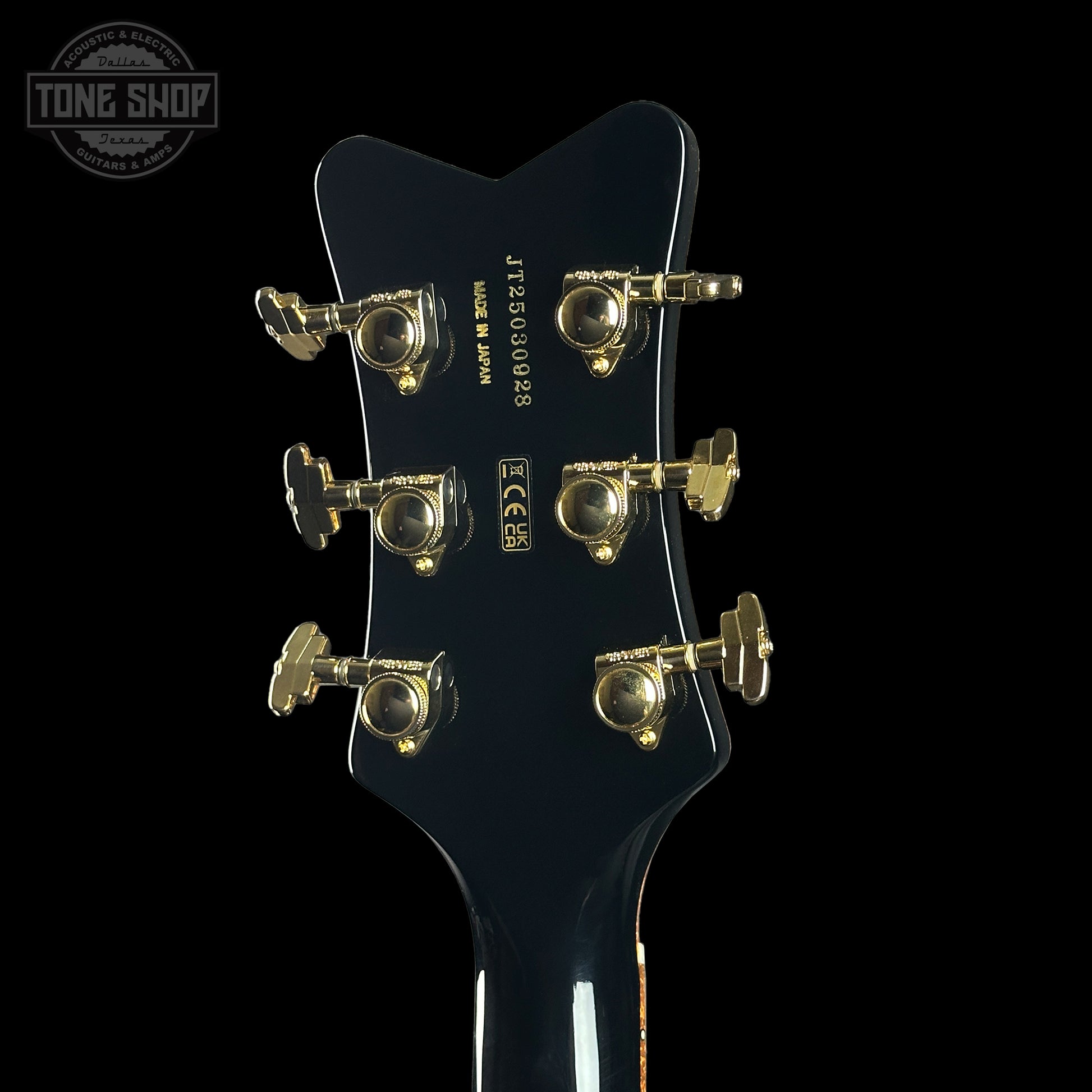 Back of headstock of Gretsch G6134T-58-TSFSR Tone Shop Exclusive Vintage Select Edition 58 Penguin Ebony.