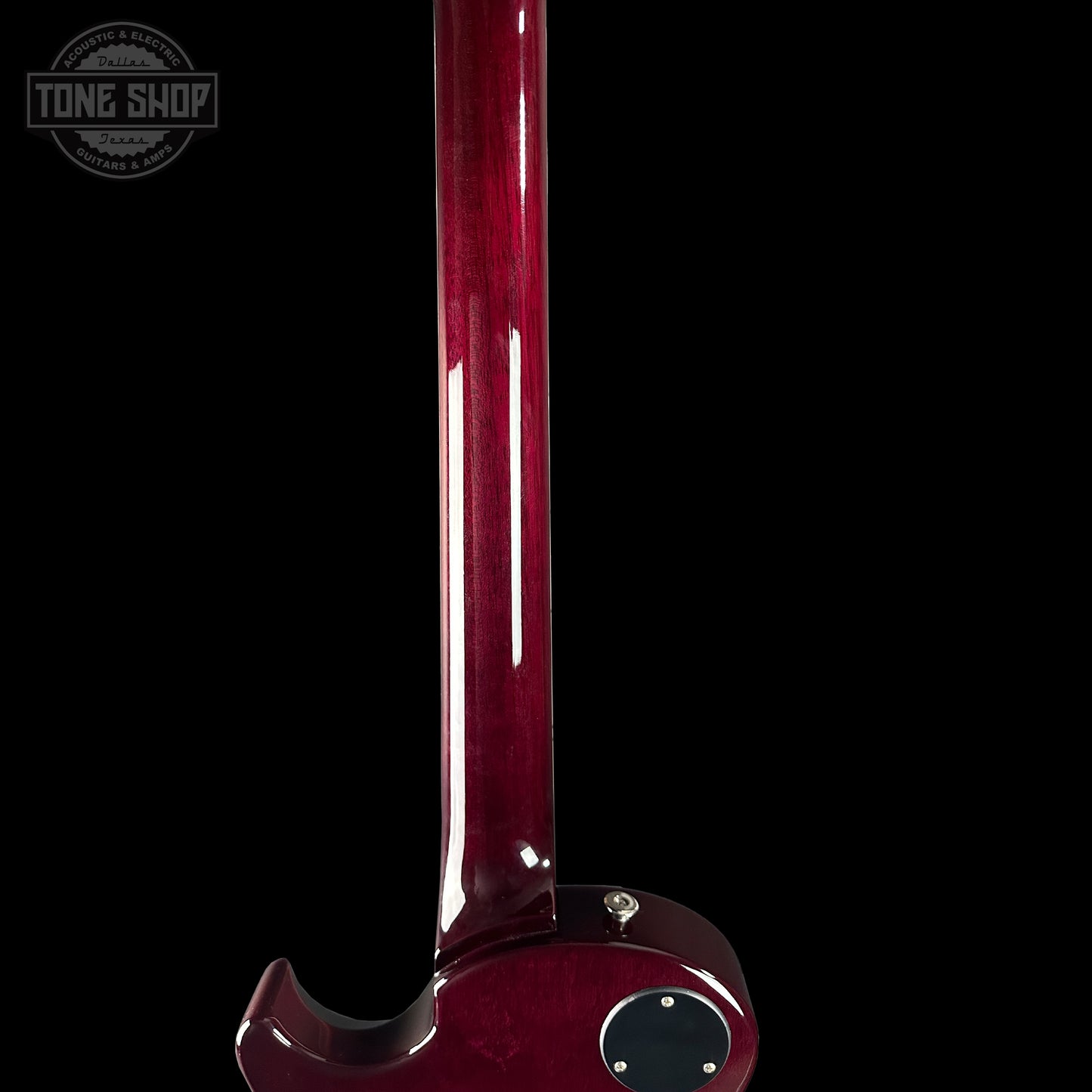 Back of neck of PRS S2 Wood Library McCarty 594 Singlecut Quilt Purple.