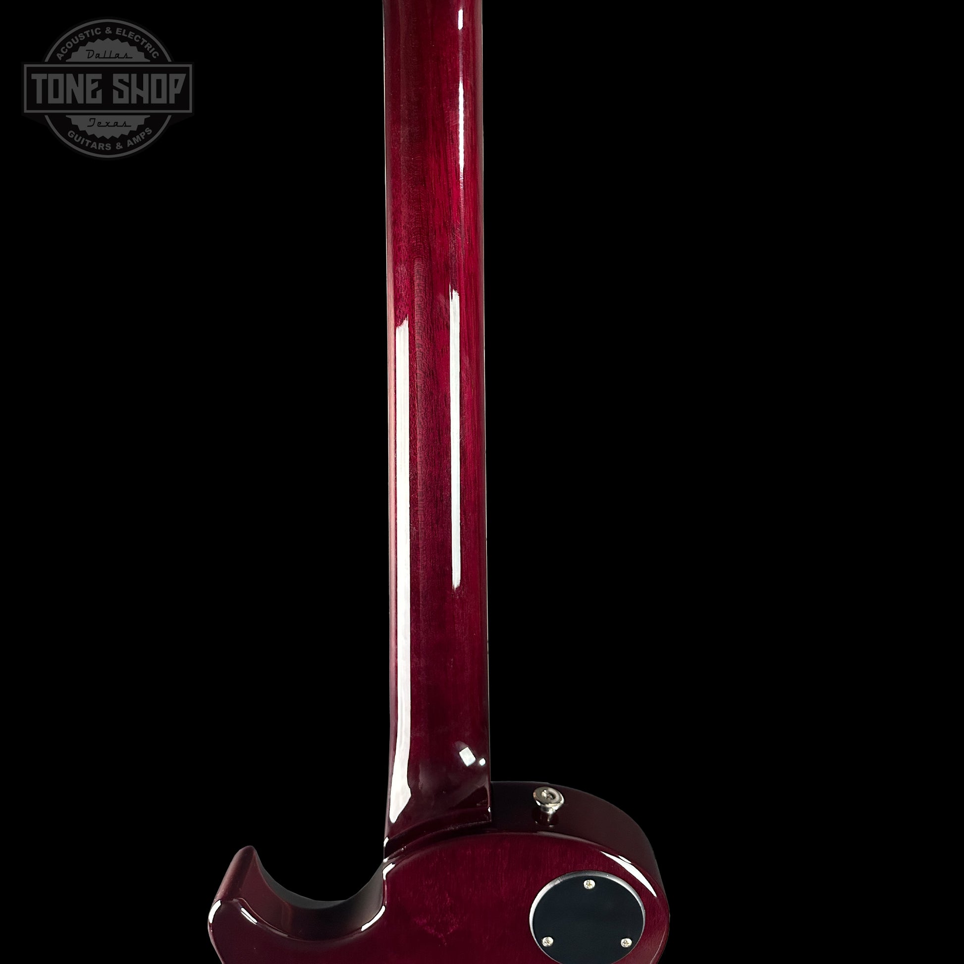 Back of neck of PRS S2 Wood Library McCarty 594 Singlecut Quilt Purple.