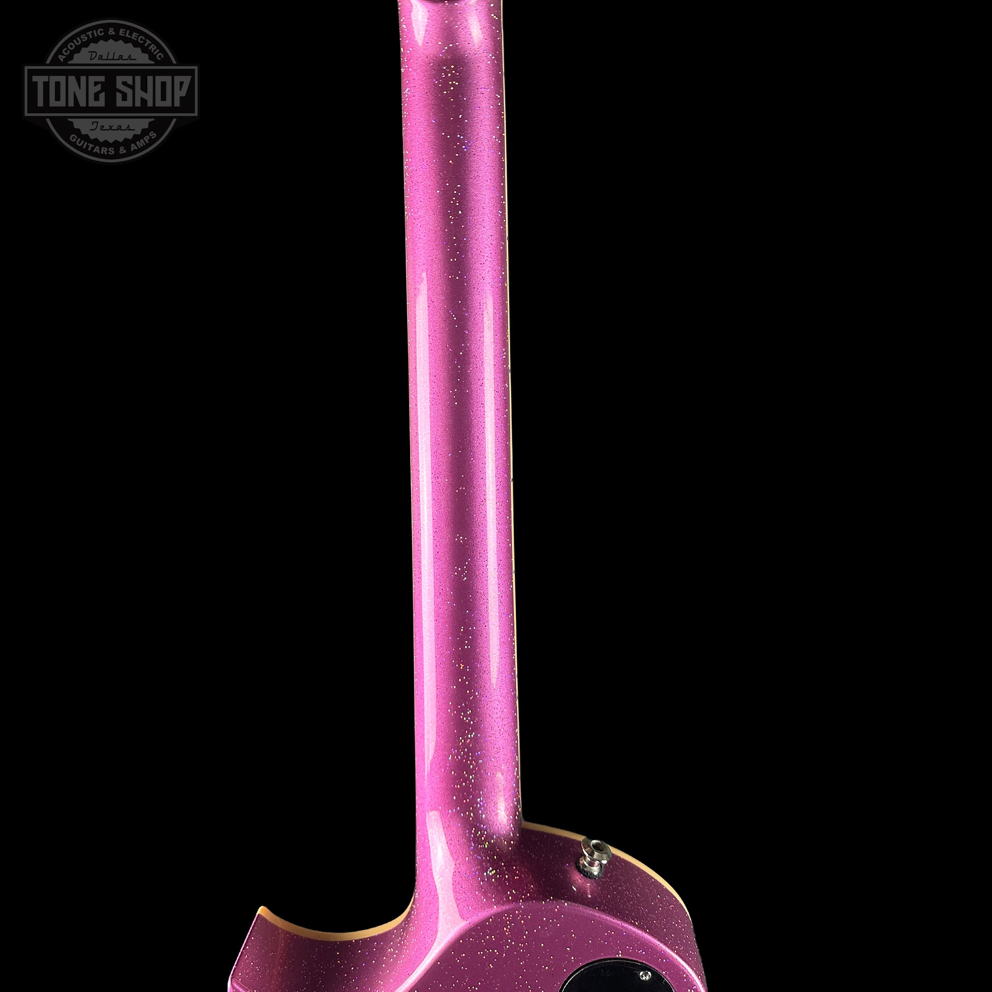 Back of neck of ESP USA Eclipse Disco Pink Sparkle.